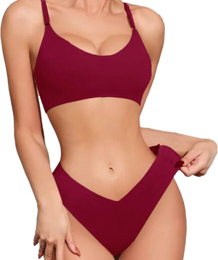 Bra and Panty Sets for Women Seamless s Lingerie Sexy Sets Comfortable Sports V Neck Bras Panty Thongs Sets