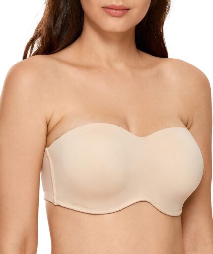 Women's Strapless Bra Minimizer Seamless Underwire Unlined Bandeau for Big Bust
