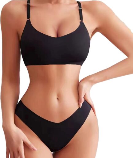 Bra and Panty Sets for Women Seamless s Lingerie Sexy Sets Comfortable Sports V Neck Bras Panty Thongs Sets