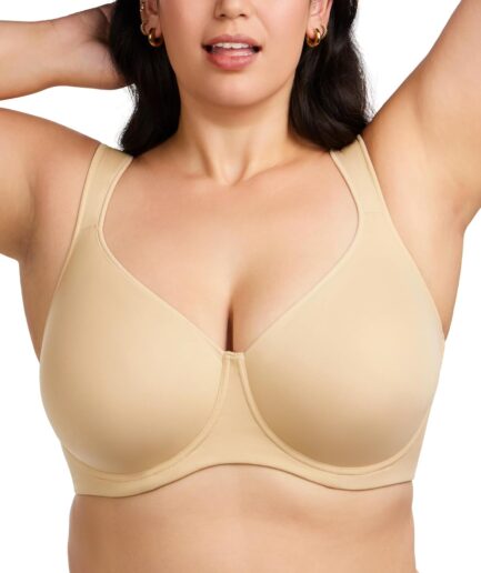 Bras for Women Minimizer Full Coverage, Plus Size T Shirt Unlined Underwire Smooth Bra, Seamless Cups