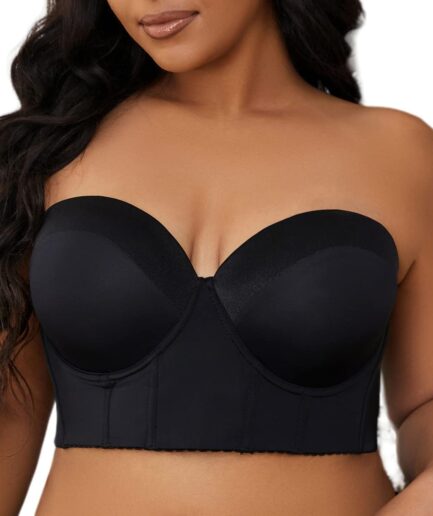 Women Longline Strapless Bra Full Coverage Corset Bra Hide Back Fat