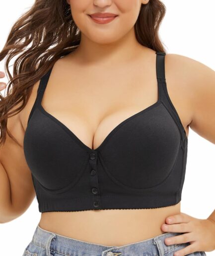 Underwire Bras for Women Push up Full-Coverage Bra Front Close Bra for Big Bust Thin Cup Minimizer Bras for Women