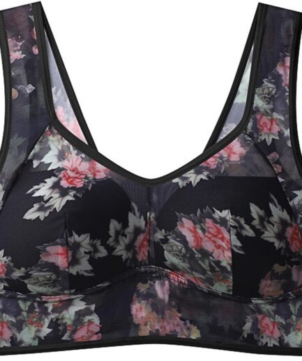 Floral Bras for Older Women Breathable Mesh T-Shirt No Wire Bra for Women Soft Plus Size Comfortable Bra