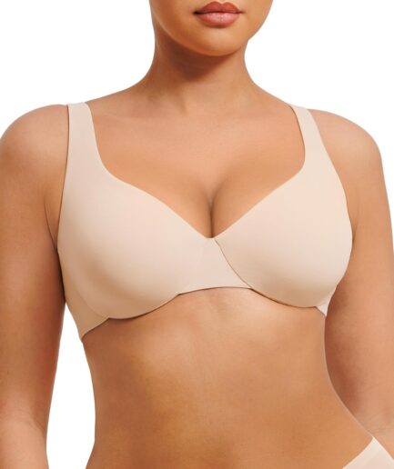 Bras for Women Unlined No Padding Comfort Underwire Plus Size Full Coverage Seamless Plunge Everyday Bras