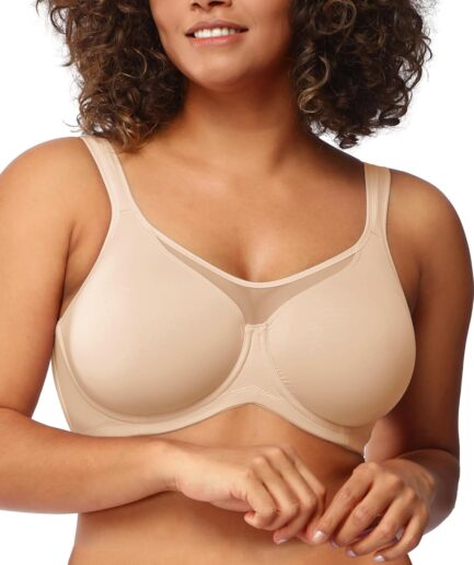 Minimizer Bras for Women Plus Size, Full Coverage T Shirt Unlined Bra with Underwire for Heavy Breast