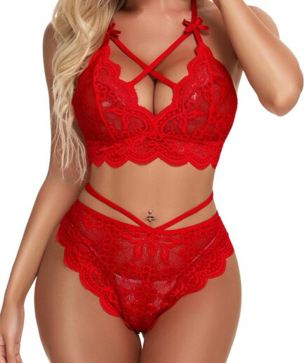 Women Lingerie Set Lace  and Panty Set Strappy Lace Lingerie