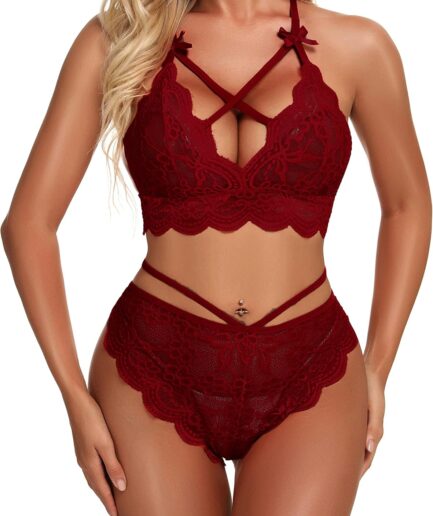 Women Lingerie Set Lace  and Panty Set Strappy Lace Lingerie